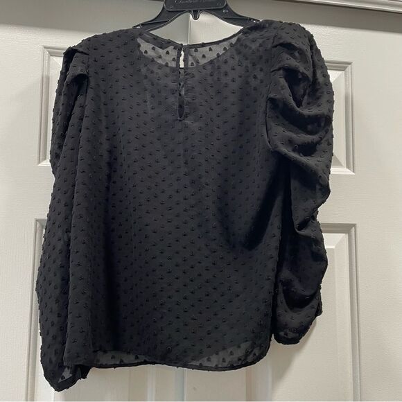 Zara Sheer Heart Polk Dot Shoulder Bow Blouse Size M - Picture 3 of 13